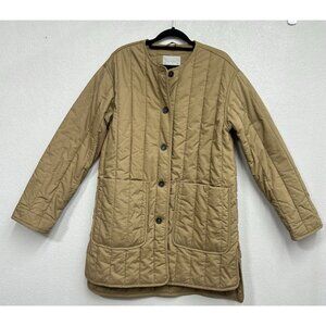 Everlane Coat Womens Medium Tan Quilted Cotton Button Up Chore Jacket Primaloft